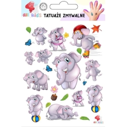 TATUAŻE ZMYWALNE WESOŁE SŁONIKI ALL4KIDS